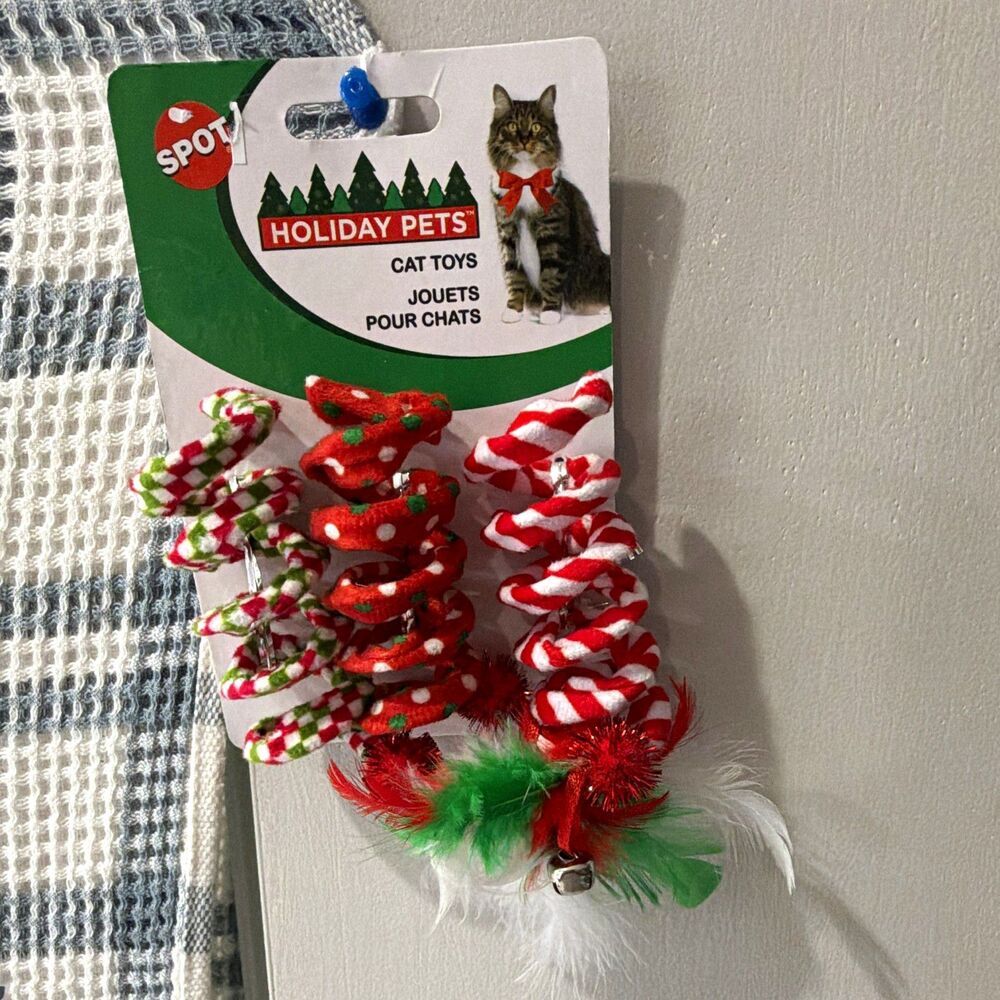 SPOT Holiday Spring Cat Teaser Toy with Feathers, Interactive (553917)
